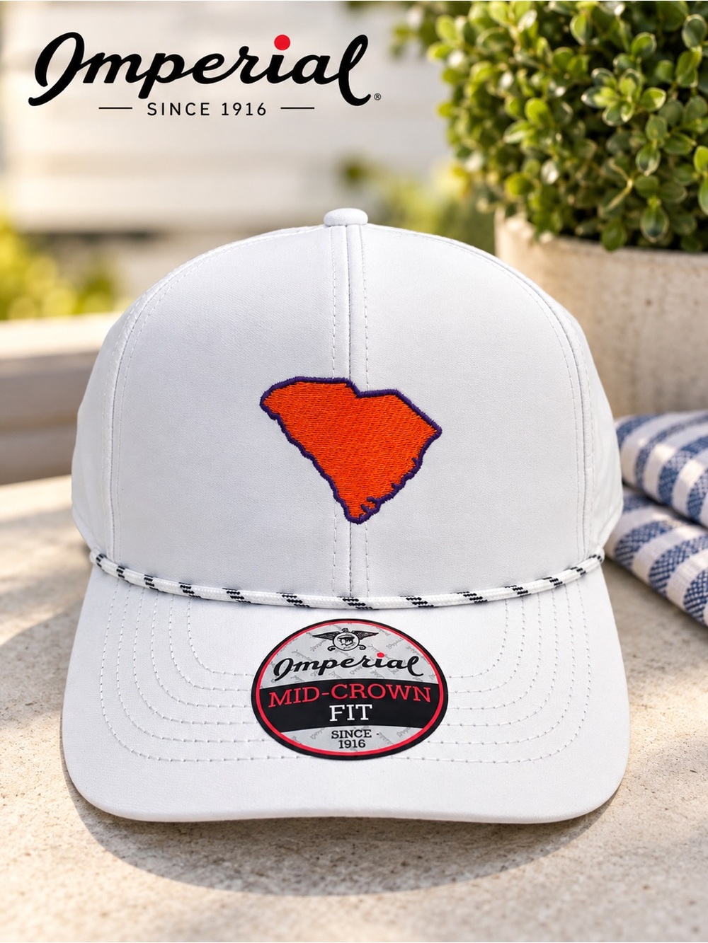 NWT Imperial Clemson Tigers South Carolina Rope Hat White Adjustable